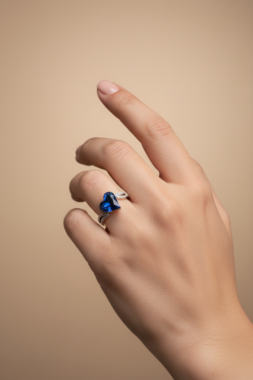 blue heart stone ring